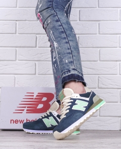 Кроссовки женские замшевые New Balance 574 Вьетнам синие