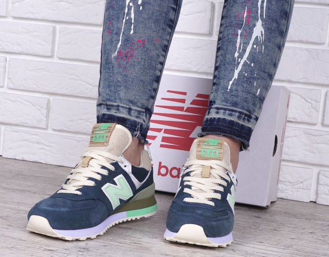 Кроссовки женские замшевые New Balance 574 Вьетнам синие