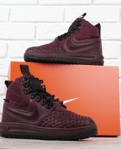 Кроссовки кожаные Nike air force 1 high бордовые Индонезия