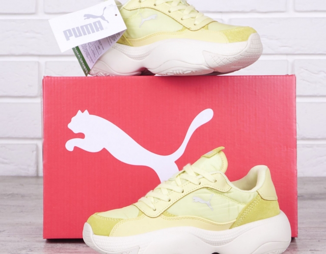 Кроссовки женские Puma на платформе замш и текстиль желтые Вьетнам