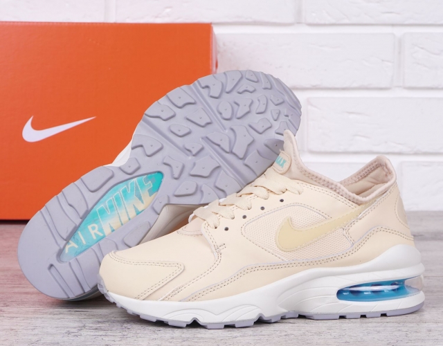 Кроссовки женские кожаные Nike Air Max beige and blue sky бежевые