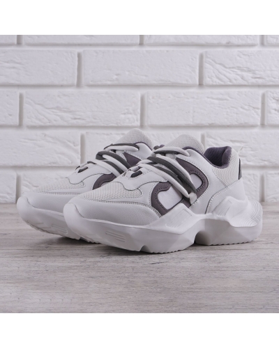 Кросівки жіночі на платформі білі 2 шнурівки