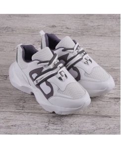 Кросівки жіночі на платформі білі 2 шнурівки