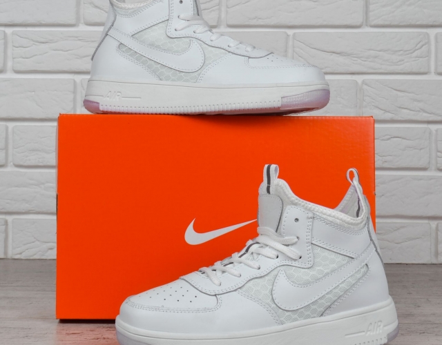 Кроссовки женские Nike air force Lunar кожаные текстиль белые Индонезия