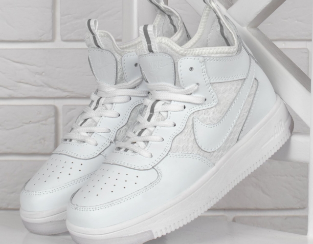 Кроссовки женские Nike air force Lunar кожаные текстиль белые Индонезия