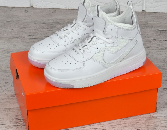 Кроссовки женские Nike air force Lunar кожаные текстиль белые Индонезия