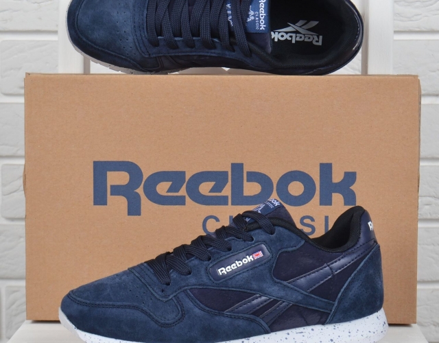 Кроссовки женские замшевые Reebok Classic Blue темно синие