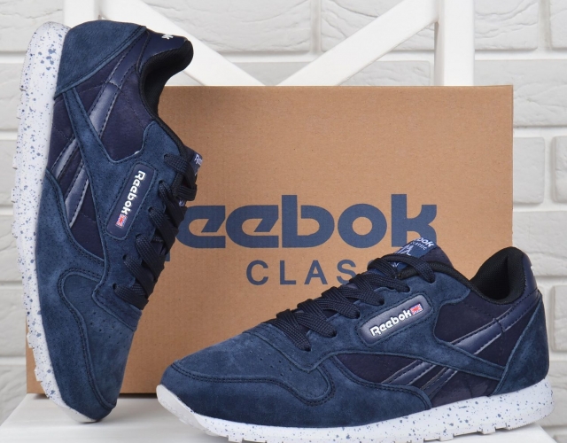 Кроссовки женские замшевые Reebok Classic Blue темно синие