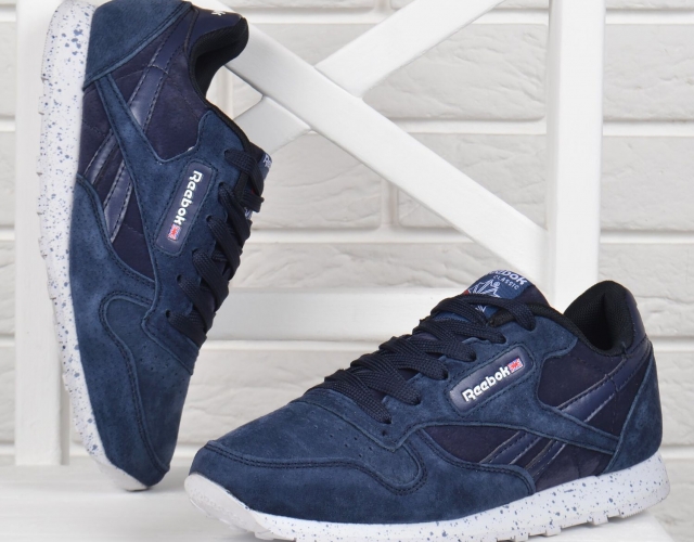 Кроссовки женские замшевые Reebok Classic Blue темно синие