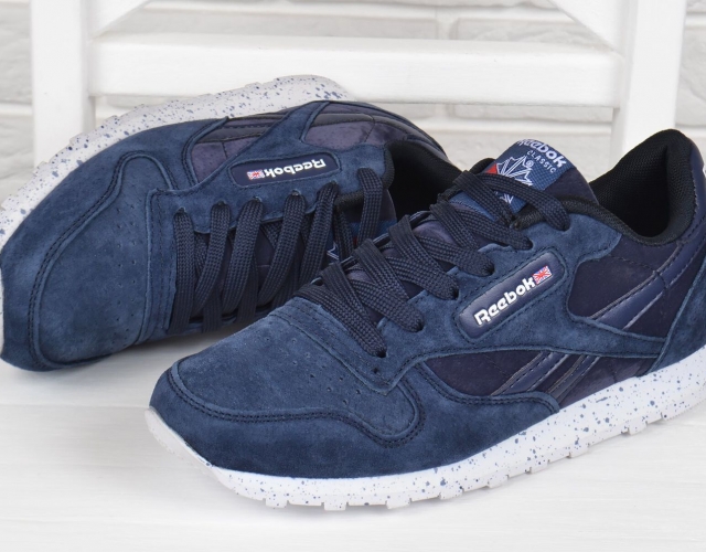 Кроссовки женские замшевые Reebok Classic Blue темно синие