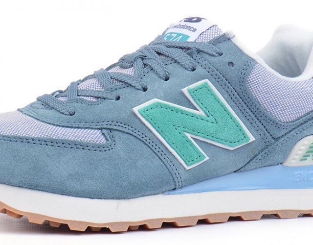 Кроссовки женские замшевые New Balance 574 Blue Gray Mint Индонезия