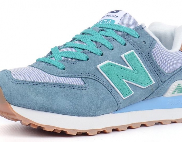 Кроссовки женские замшевые New Balance 574 Blue Gray Mint Индонезия