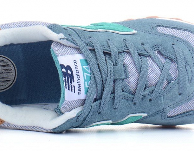 Кроссовки женские замшевые New Balance 574 Blue Gray Mint Индонезия