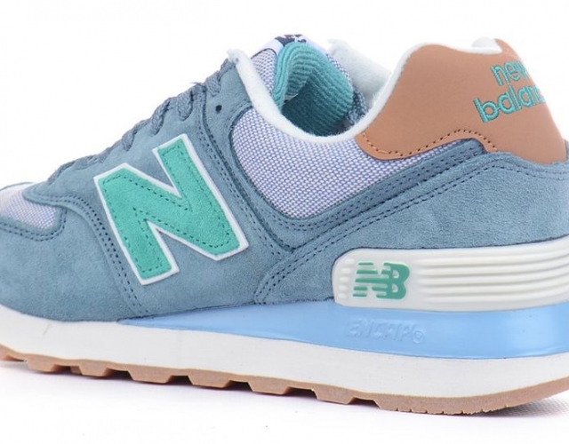 Кроссовки женские замшевые New Balance 574 Blue Gray Mint Индонезия