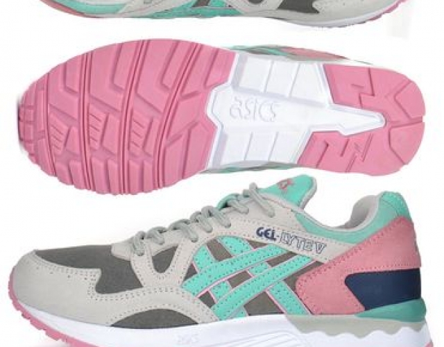 Кроссовки женские замшевые Asics Gel Lyte V серые мятные розовые