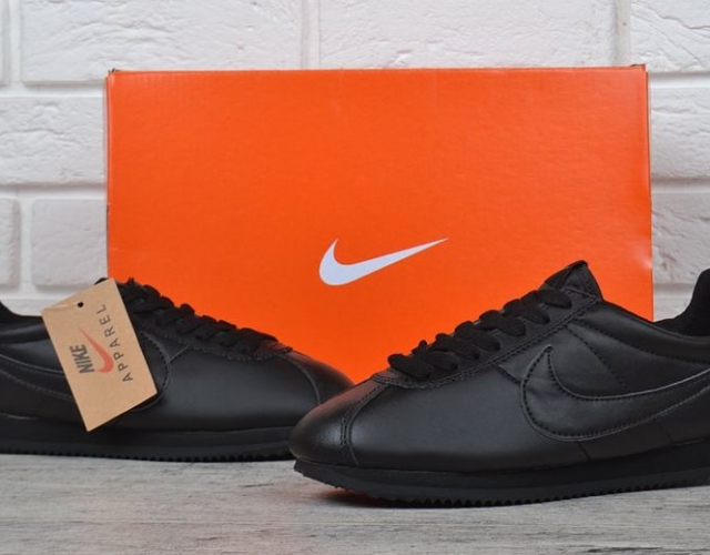 Кросівки шкіряні чорні Nike Classic Cortez Black Індонезія