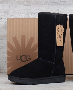 Уггі жіночі високі UGG Australia натуральна замша чорні