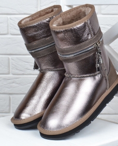 Уггі жіночі шкіряні UGG Australia Metallic Bronze зимові чоботи