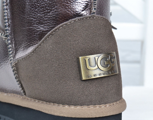 Уггі жіночі шкіряні UGG Australia Metallic Bronze зимові чоботи