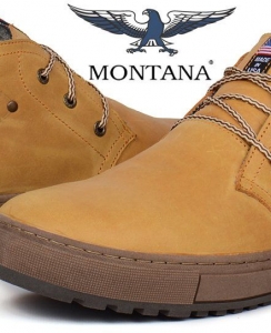 Ботинки чоловічі зимові шкіряні Montana casual yellow на хутрі