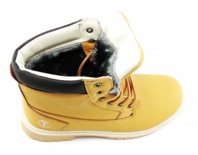 Черевики чоловічі зимові шкіряні на хутрі Timberland Classic Yellow