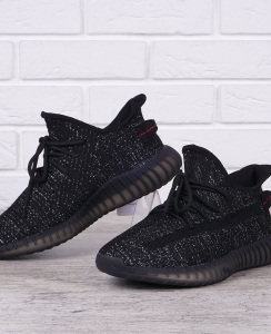 Кросівки чоловічі текстильні димчаста підошва Yeezy Black чорні