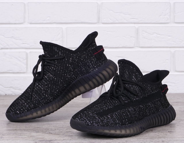 Кросівки чоловічі текстильні димчаста підошва Yeezy Black чорні