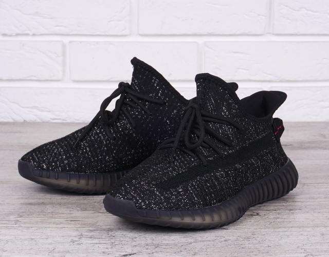 Кросівки чоловічі текстильні димчаста підошва Yeezy Black чорні