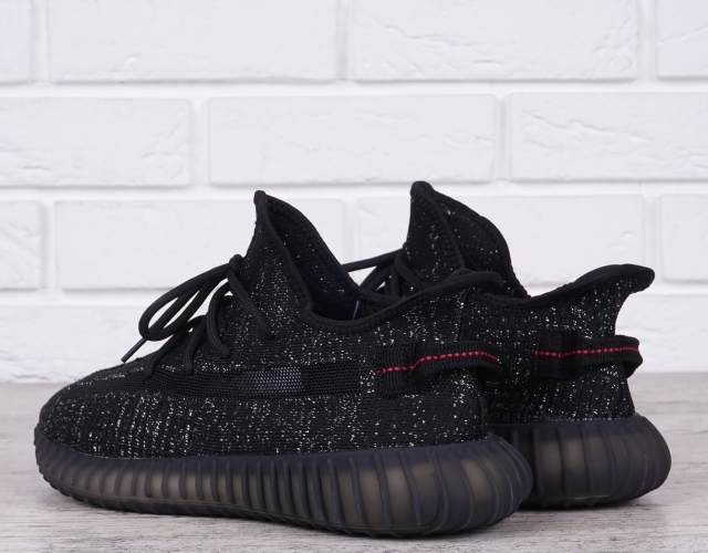 Кросівки чоловічі текстильні димчаста підошва Yeezy Black чорні