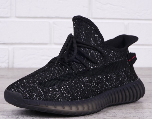 Кросівки чоловічі текстильні димчаста підошва Yeezy Black чорні