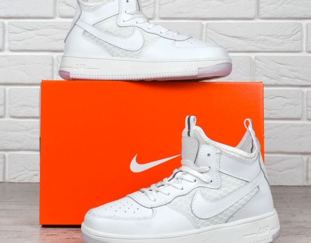 Кросівки чоловічі Nike air force Lunar шкіряні текстиль білі Індонезія