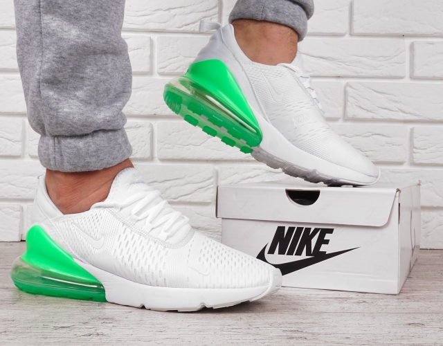 Кросівки чоловічі Nike Air Max 270 В'єтнам текстильні білі із зеленим