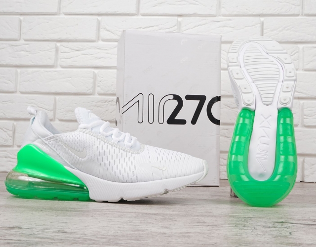 Кросівки чоловічі Nike Air Max 270 В'єтнам текстильні білі із зеленим