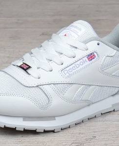 Кросівки чоловічі шкіряні Reebok Classic Leather white сітчасті білі