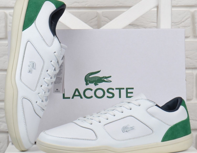 Кросівки чоловічі шкіряні Lacoste Ortholite сліпони білі