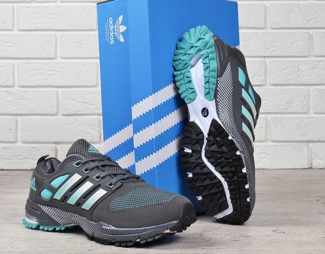 Кросівки чоловічі Adidas Marathon tr 21 текстильні сірі з зеленим