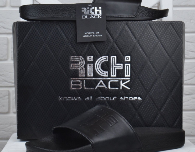 Шльопанці чоловічі шкіряні Richi Black чорні