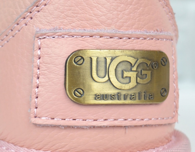 Уггі дитячі шкіряні UGG Australia рожеві на дівчинку на блискавці