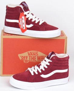 Кеди зимові замшеві на хутрі Vans Old Skool high Red wine бордові