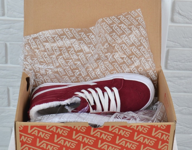 Кеди зимові замшеві на хутрі Vans Old Skool high Red wine бордові