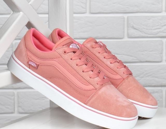 Кеди жіночі замша і текстиль Vans Old Skool Pink рожеві